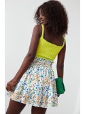 Creamy blue floral mini skirt 04004 - Online store - Boutique